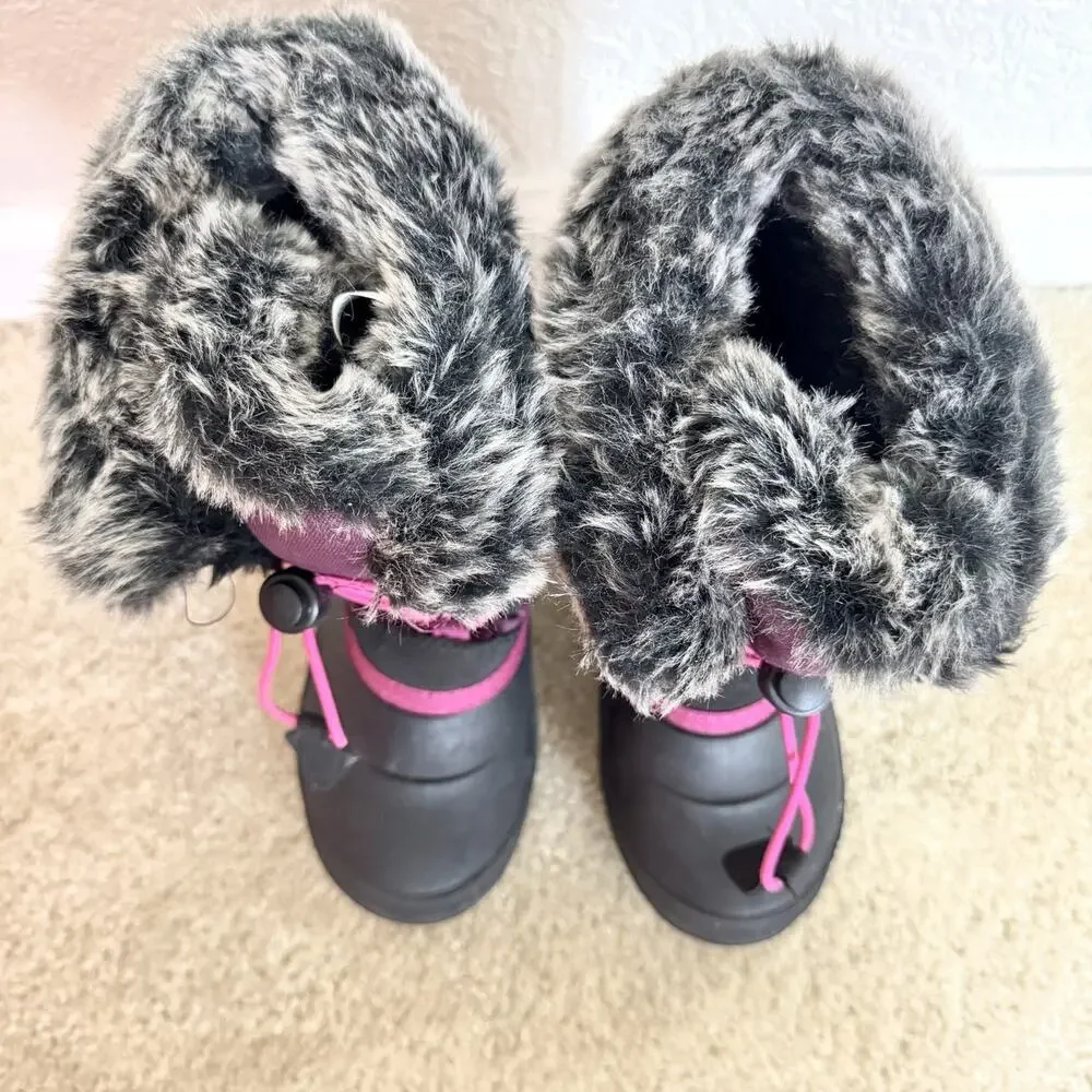 Kamik Snowangel Girls Size 2 Purple Snow Boots Faux Fur Waterproof Winter Shoes